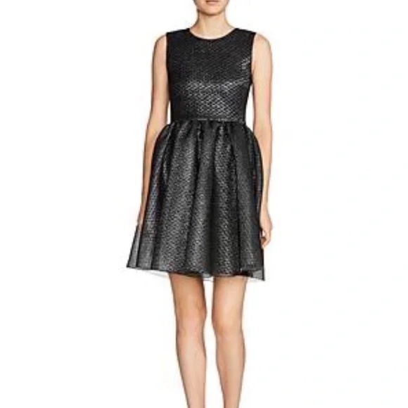 Maje • Black & Silver Rider Metallic Fit And Flare Mini Dress • Size L - Picture 2 of 5